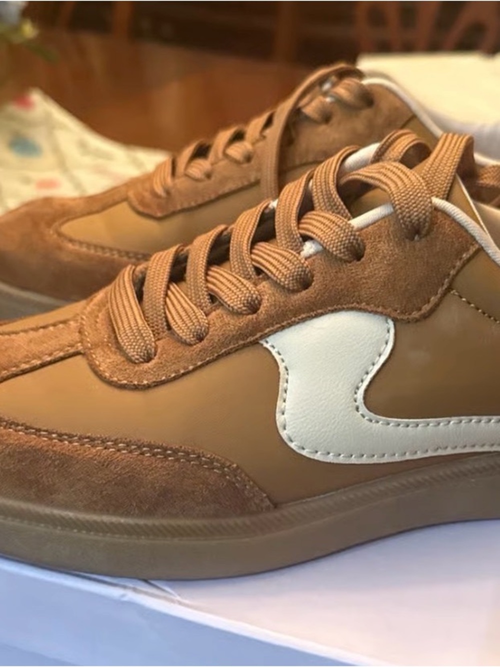 Top Moda Women’s Brown Suede & Leather-Trim Sneakers